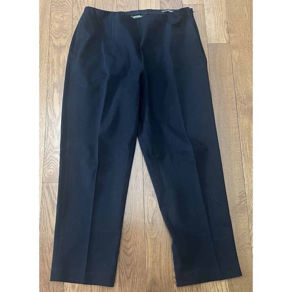 Eddie Bauer Pants Womens 14 Black  Bremerton Fit Side Zip Crop Chino Stretch
